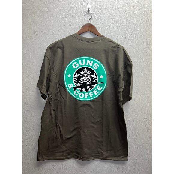 Guns And Coffee Shrit Graphic Gray Ultra Cotton Gun AR 15 Short Sleeve Tee XL - Picture 1 of 9